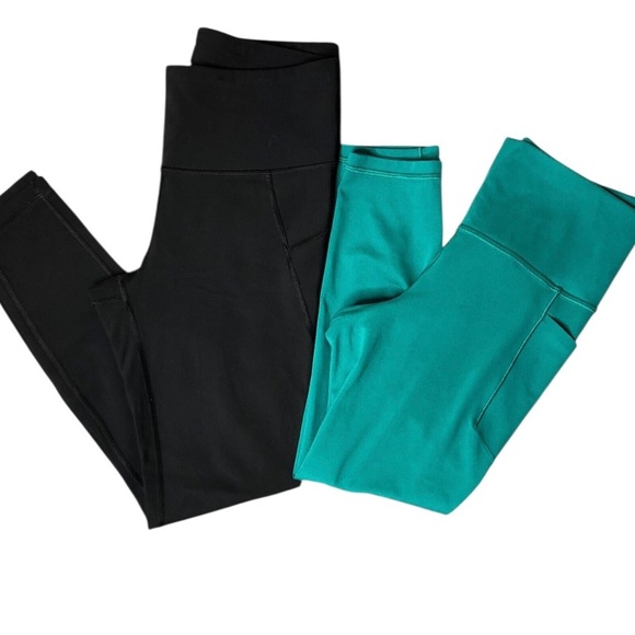 Athleta 2Pr Bundle leggings Sz S Black Green Capris Ankle Salutation Stash 7/8 - Picture 2 of 11